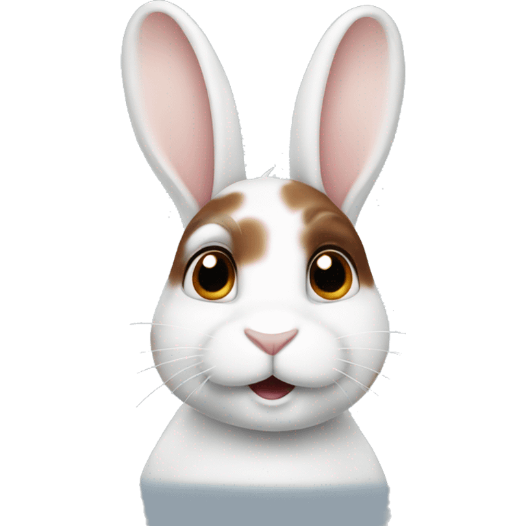 white bunny with brown spots  emoji