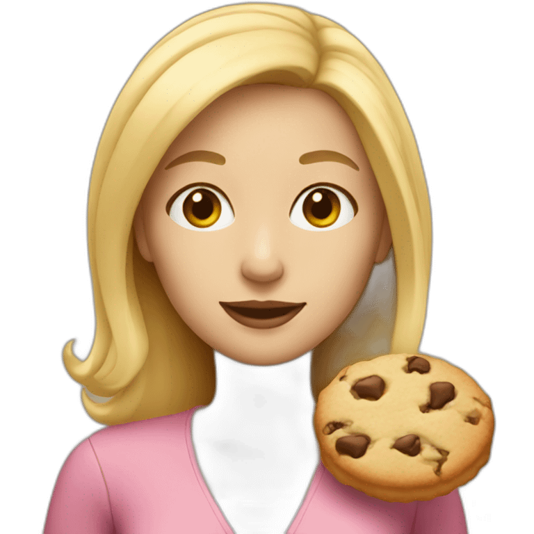 blonde woman with a cookie emoji