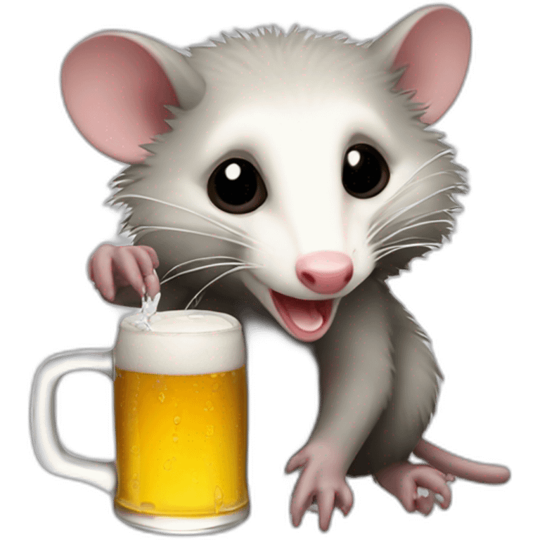 Opossum drinking beer emoji