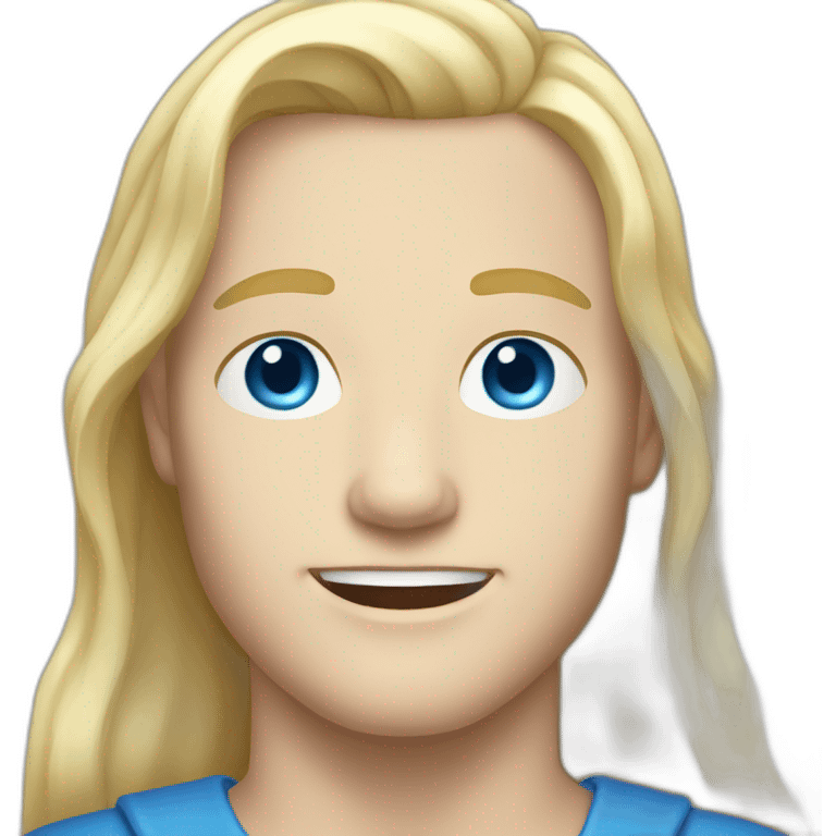 Young blonde white male long hair blue eyes emoji