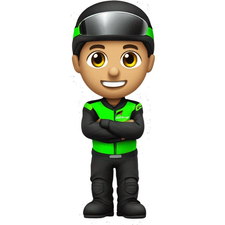  Piloto fazendo cumprimento na estrada de sua Kawasaki Zx10R preta 2018 emoji