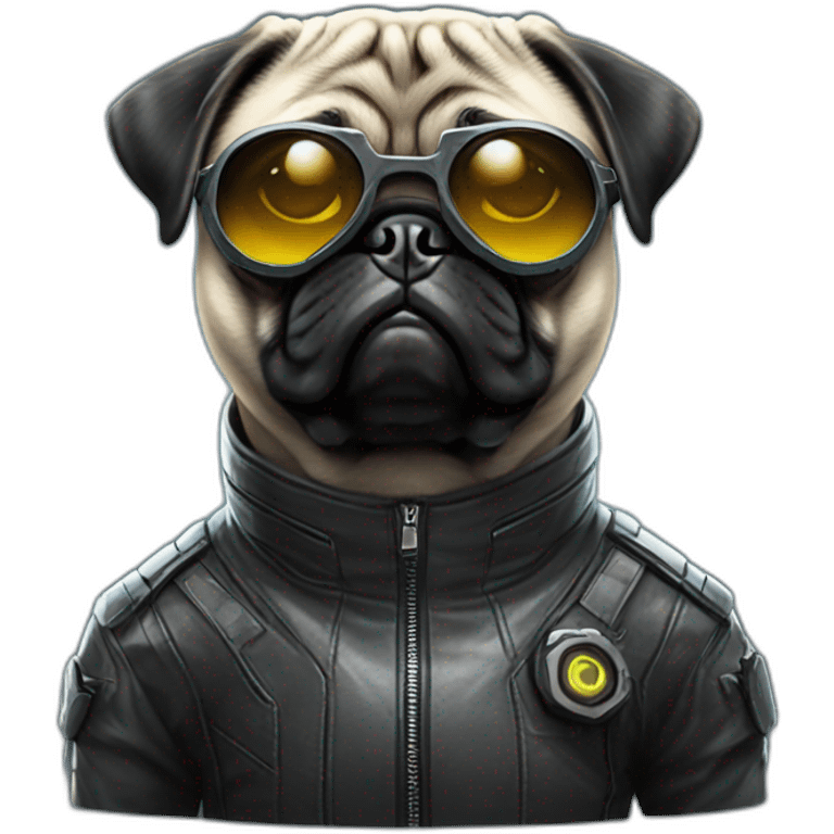 pug with black sunglasses and wearing a cyberpunk suit emoji