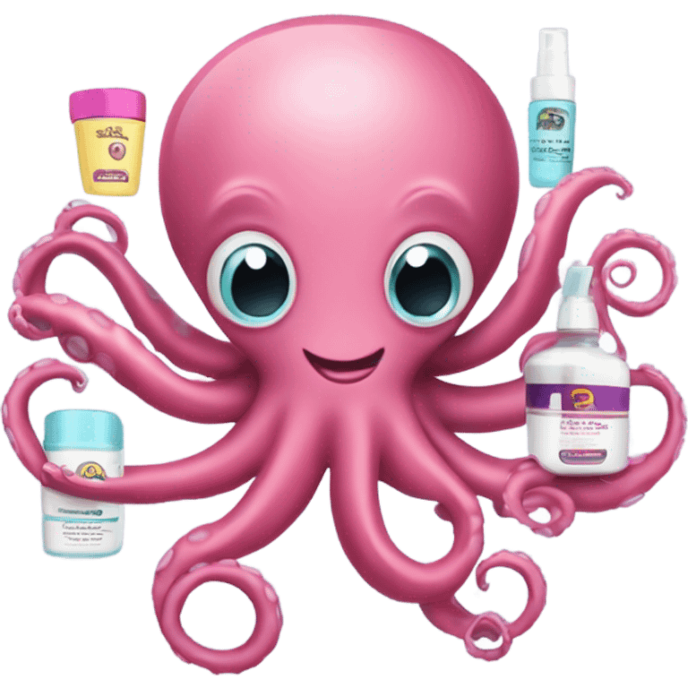 Octopuses holding skincare emoji