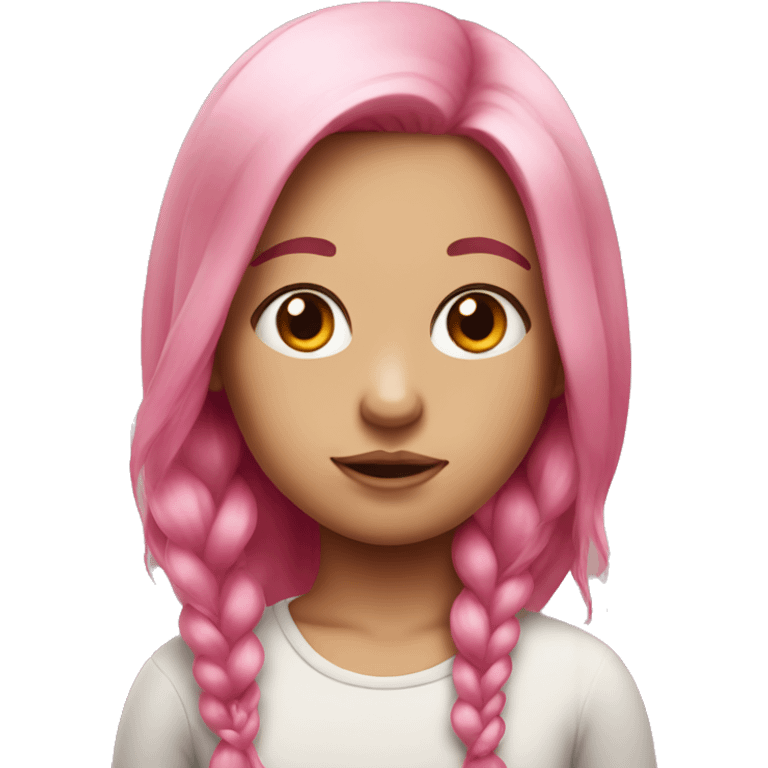 girl with pink hair and instead of eyes she has fish emoji