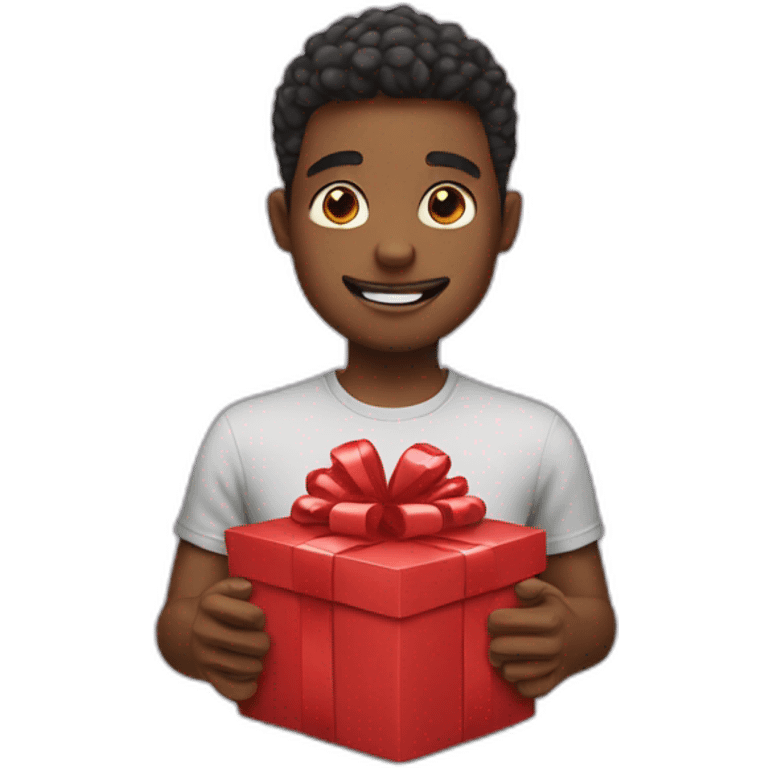 guy opening gift love emoji