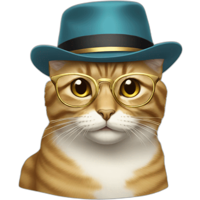 cat with hat and gold glasses emoji