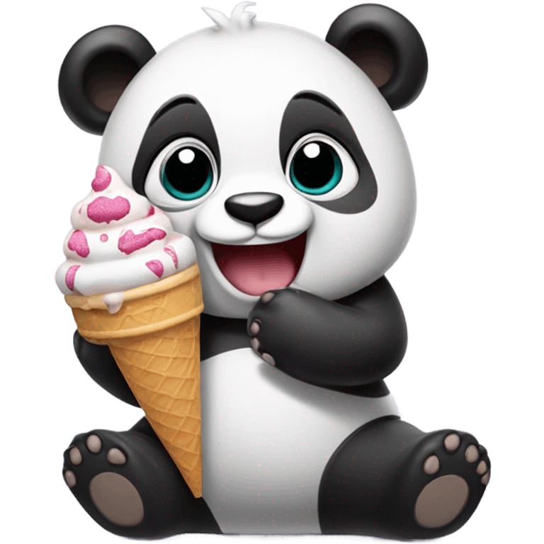 Panda eating ice cream emoji