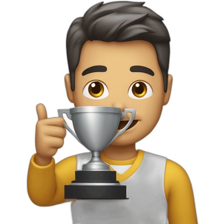 television game show host holding a trophy emoji