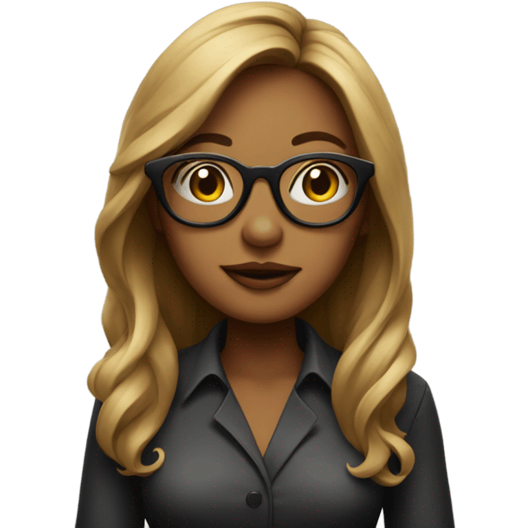 girl with glasses smoking a big cigar and long hair emoji