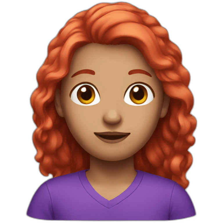 Red hair with purple shirt emoji