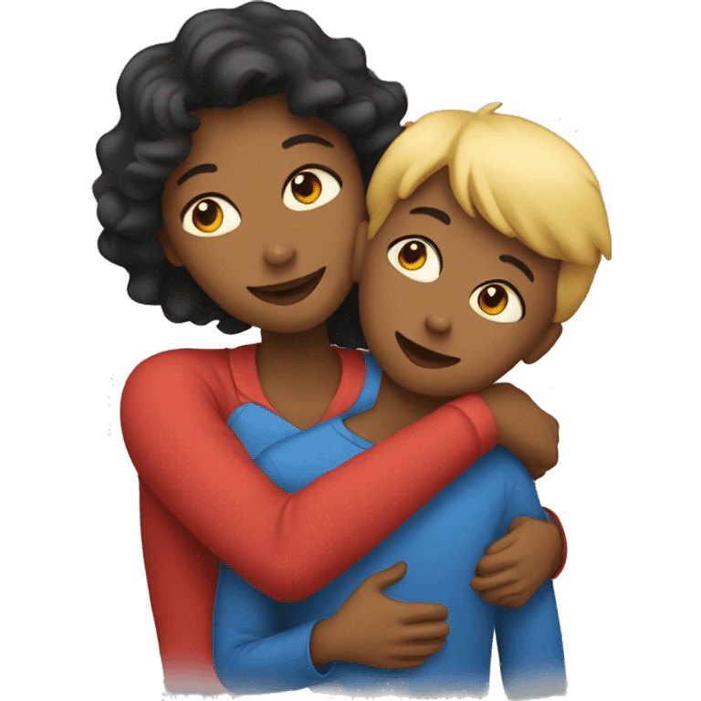 A mom huggings with boy emoji