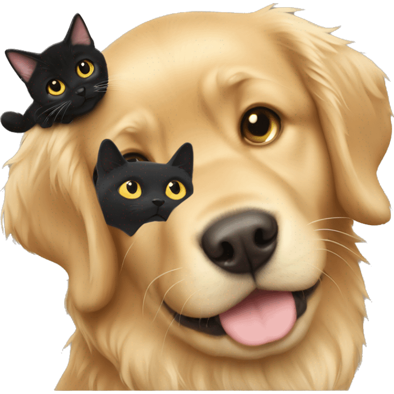 Golden retriever and black cat  emoji