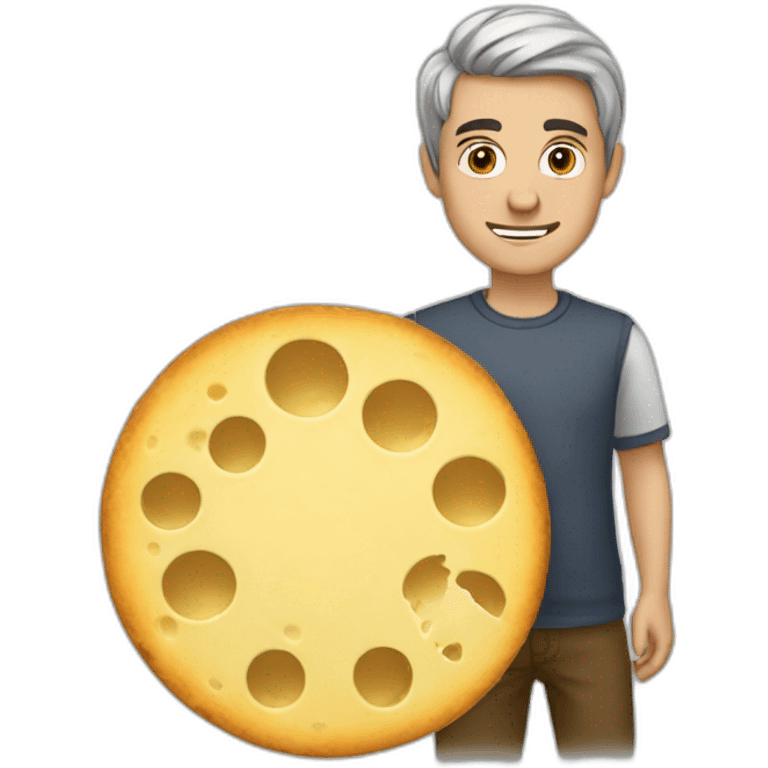 daniel with cheese wheel emoji