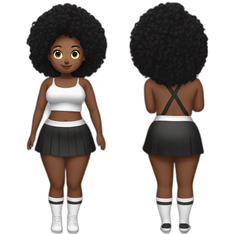 both sides full-body-back-view-curvy-фигуристка-black-skirt white-knickers and long socks emoji