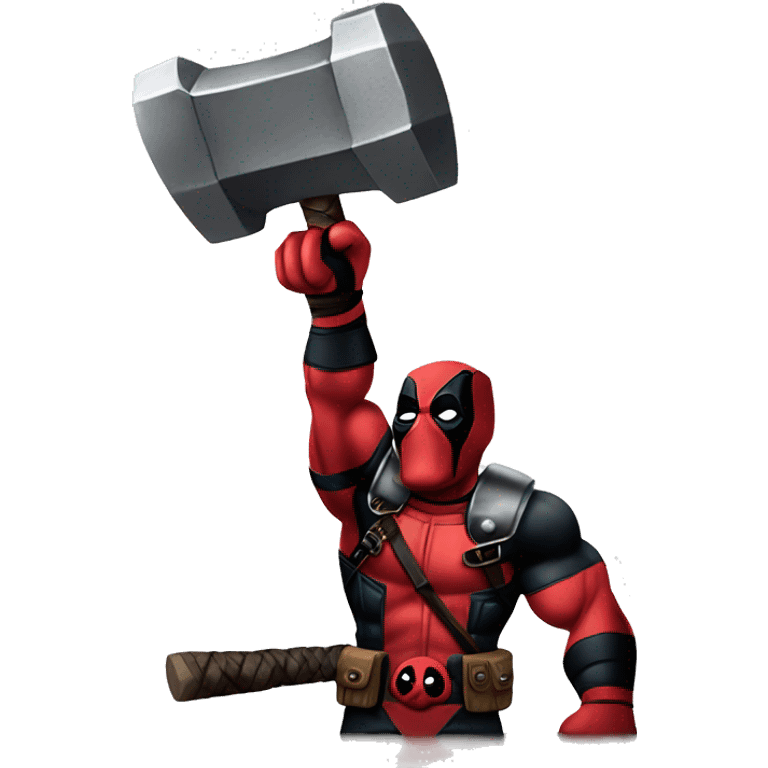 Deadpool throwing thors hammer emoji