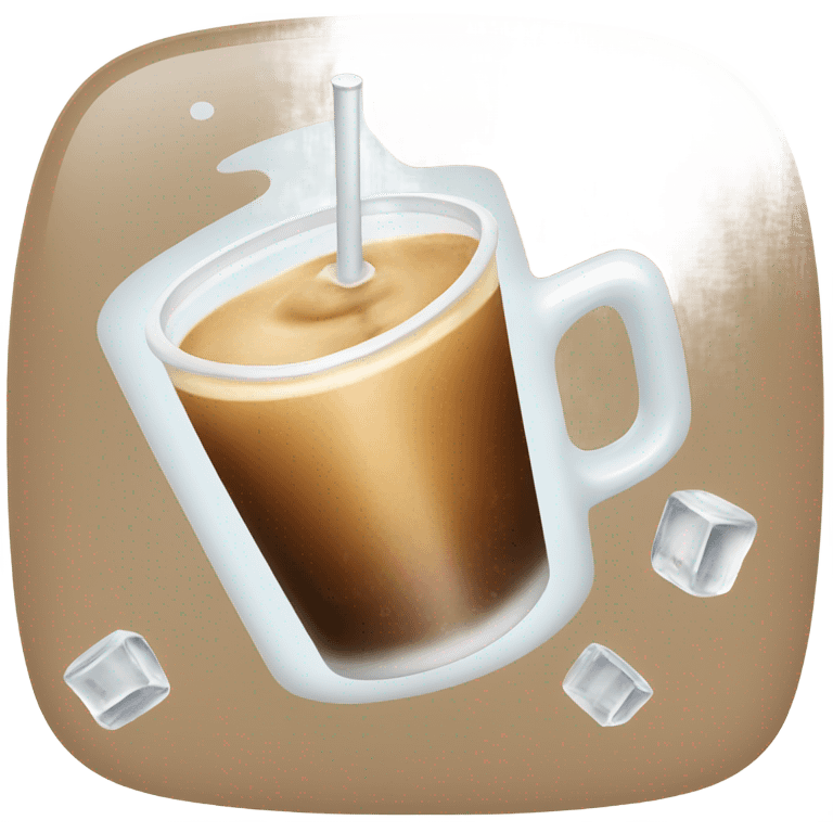 White cup of iced coffee with ice cubes emoji