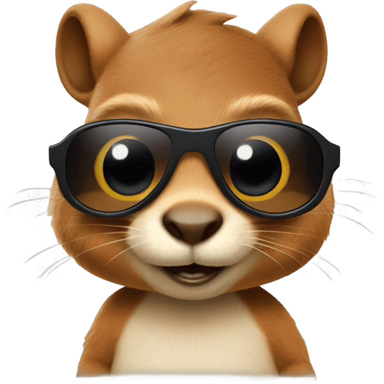 Blind squirrel with dark sunglasses on with acorn emoji