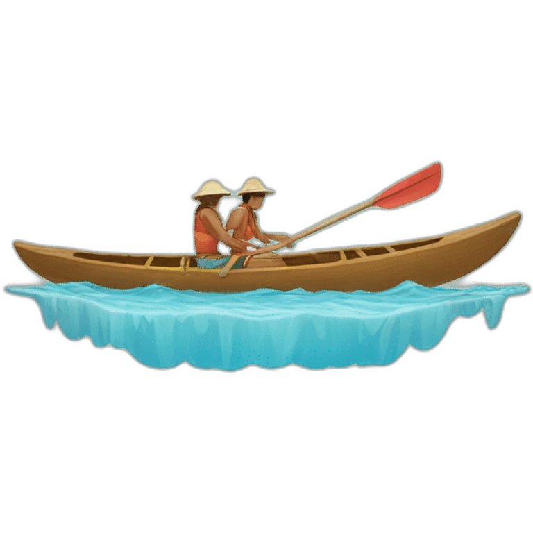 outrigger canoe with paddler emoji