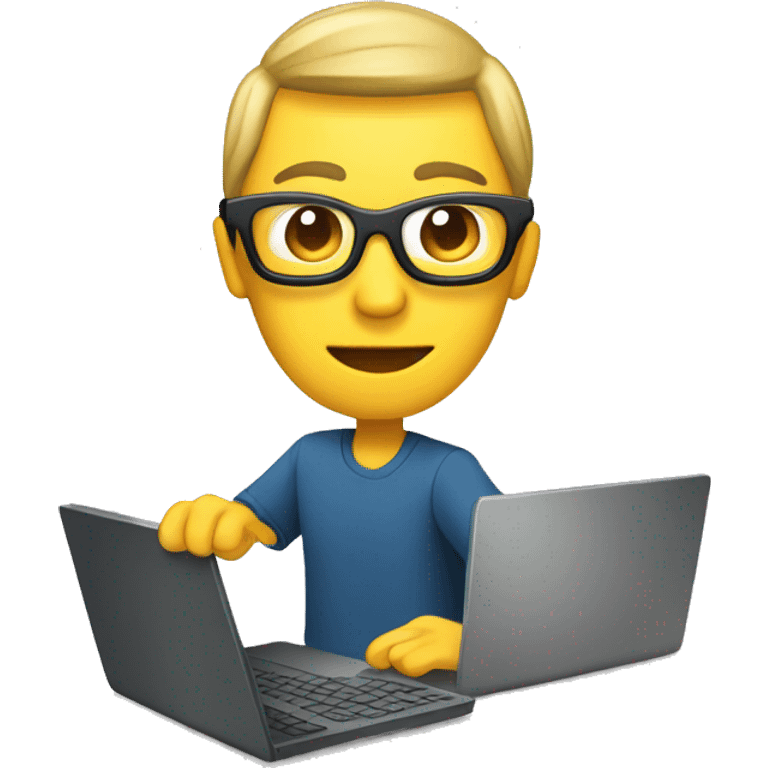 Persona buscando en computadora web tecnologia emoji