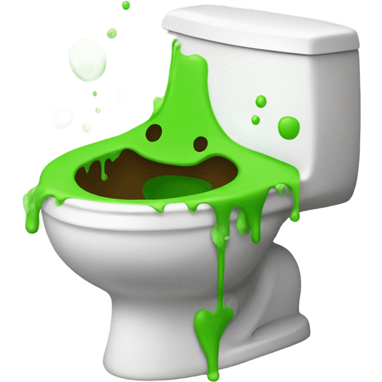 Toilet with bright green vomit emoji