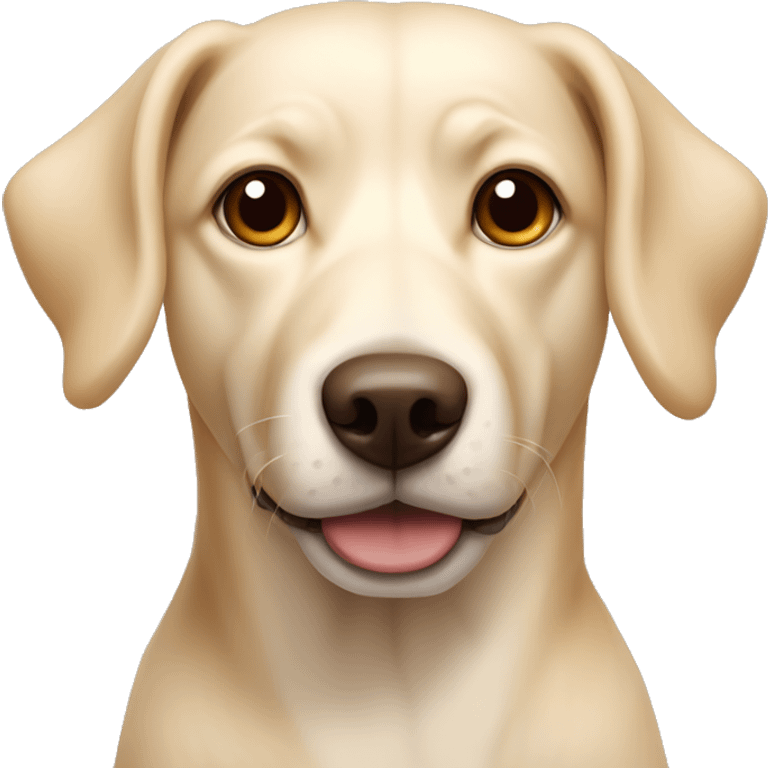 cream colored dog, pointy ears, brown eyes, light brown nose emoji