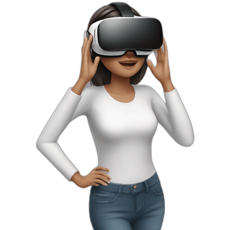 woman wearing virtual reality glasses and VR headsets emoji