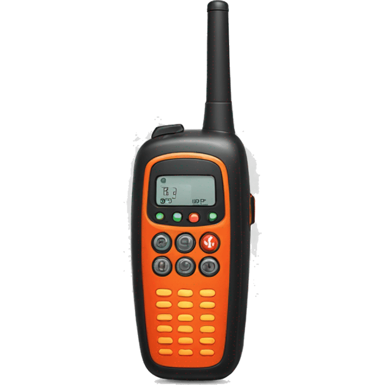 black walkie talkie with red-orange button on side emoji