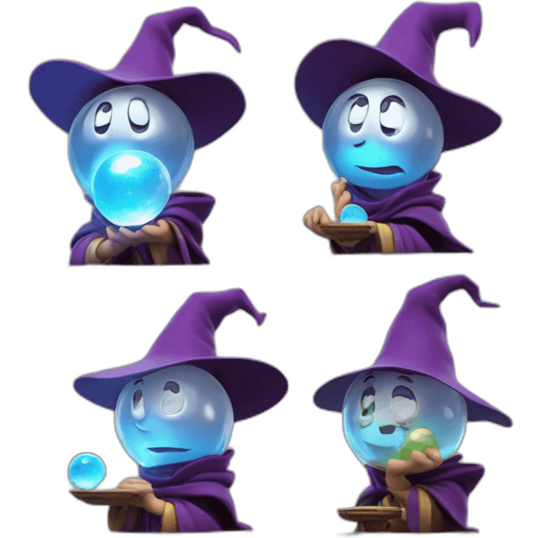 mage with thinking face holding crystal ball pixar disney 3d emoji