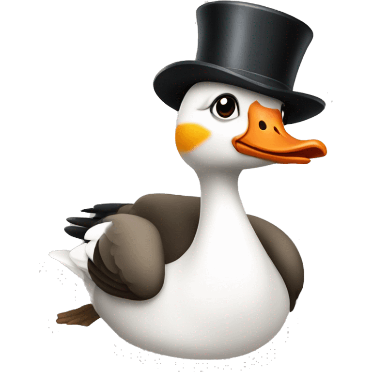 a goose wearing tophat and monocole emoji