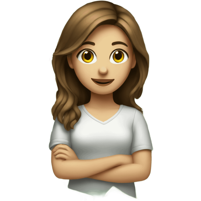 A girl with brown hair with highlights and with green eyes count money  emoji