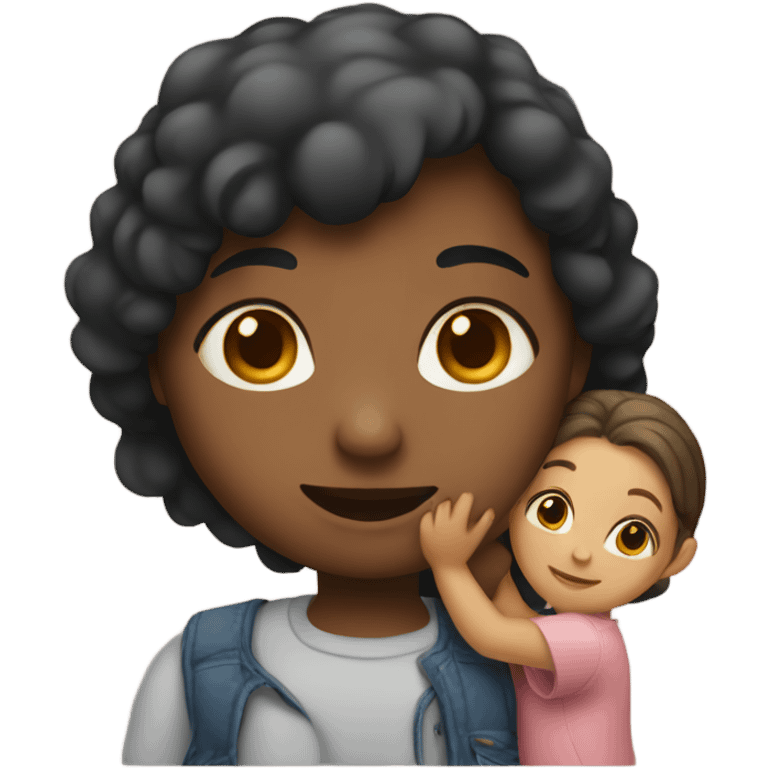 a girl holding someone of hers emoji