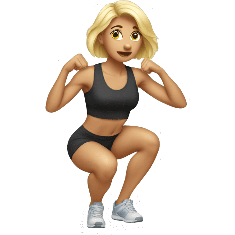  woman doing squats blonde  emoji