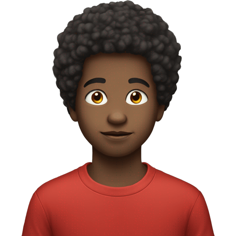 boy in red shirt portrait Afro emoji