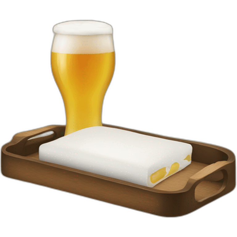 hand holding a tray with beer in it emoji