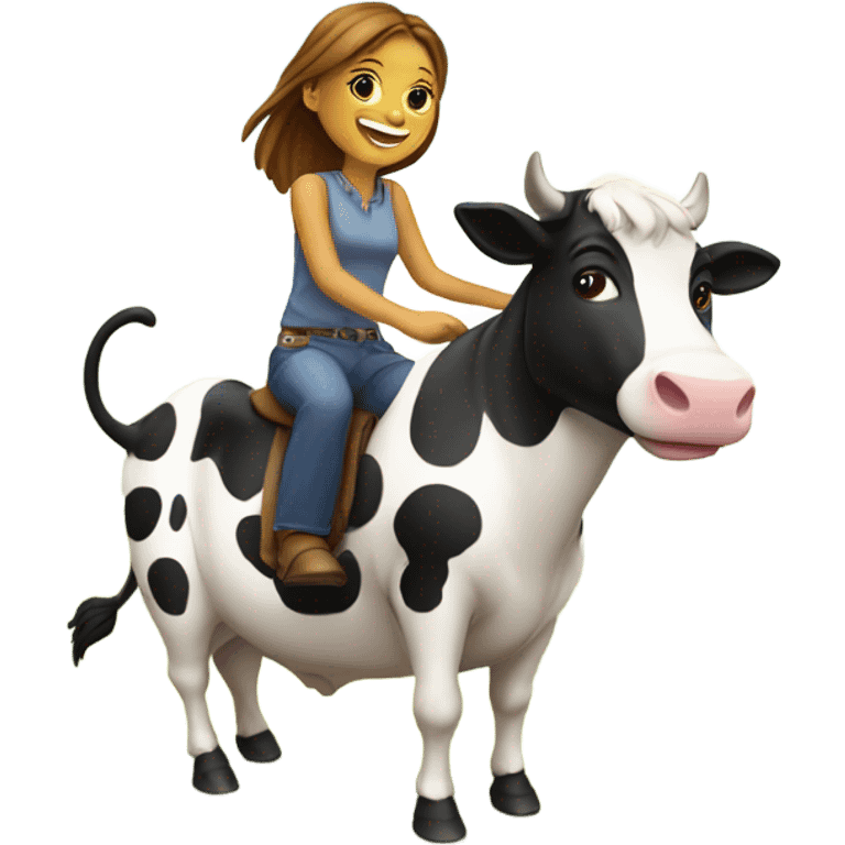 Girl riding a cow emoji