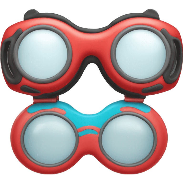 swimming goggles with red frame，cat-eye or spindle-like form emoji