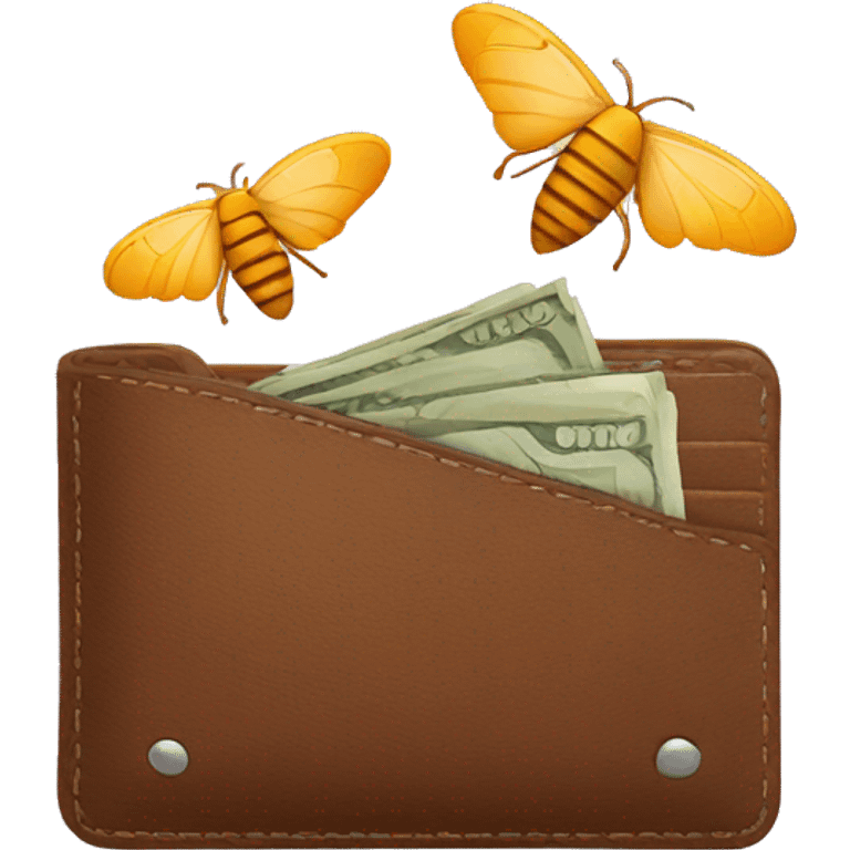 Open wallet empty with moths flying out emoji