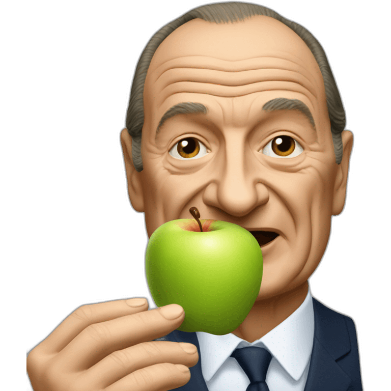 Jacques Chirac eating an apple emoji