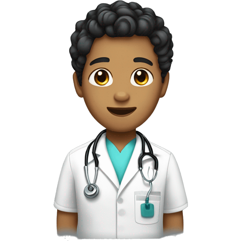 Tan boy with curly black hair vet nurse emoji