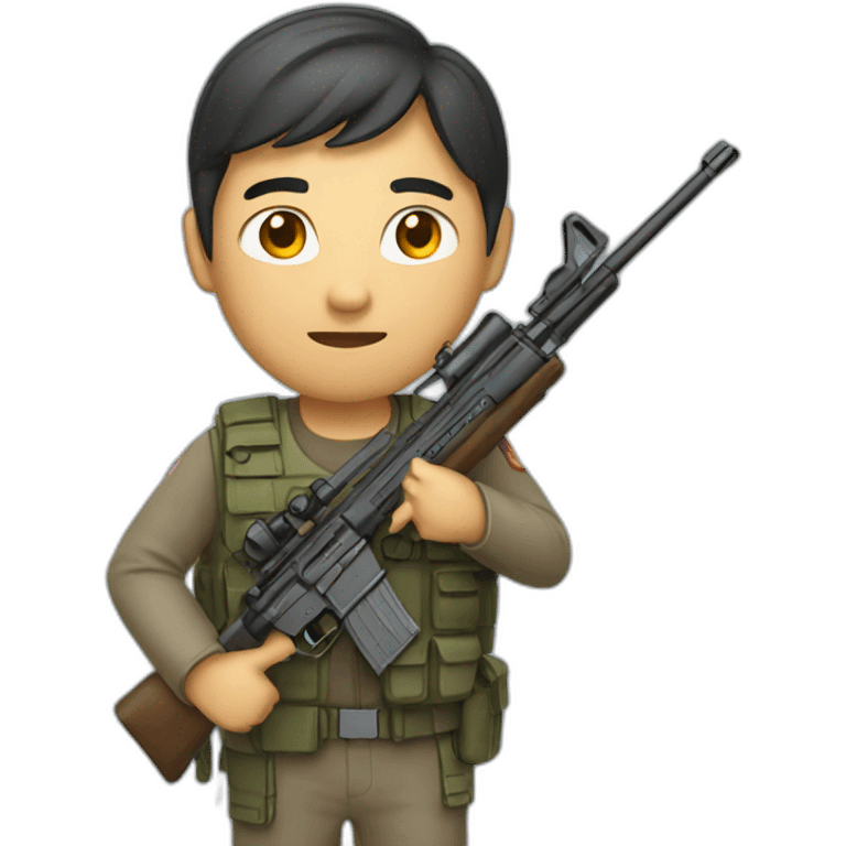 asian with rifle emoji