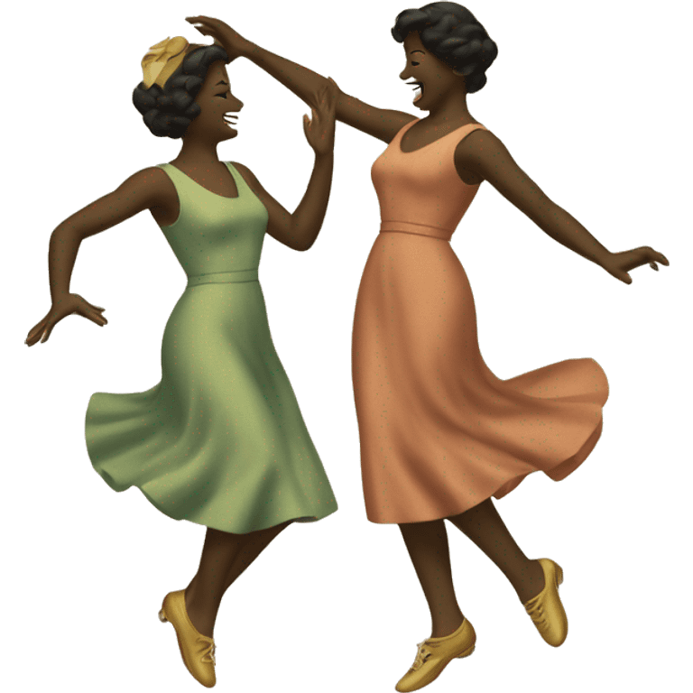 two women dancing, vintage, retro, aesthetic  emoji