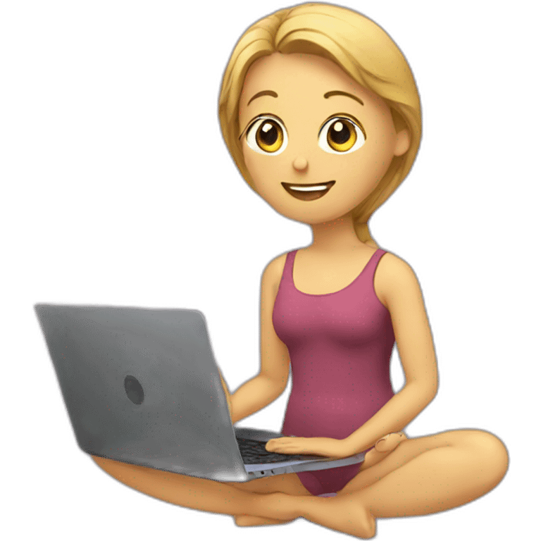 yoga student with laptop emoji