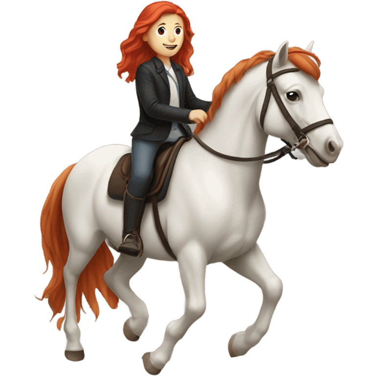 Person with red hair riding a horse emoji