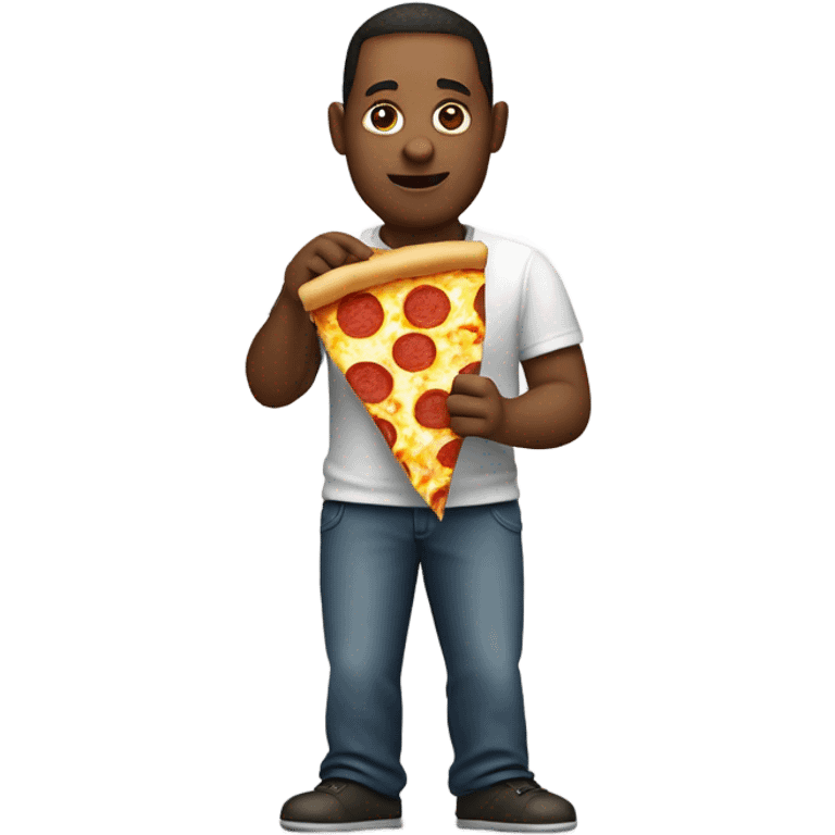 Hungry man eating pizza emoji