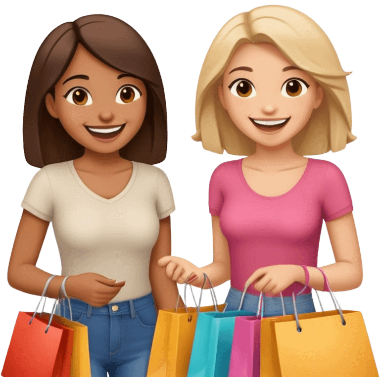 Two girls shopping  emoji