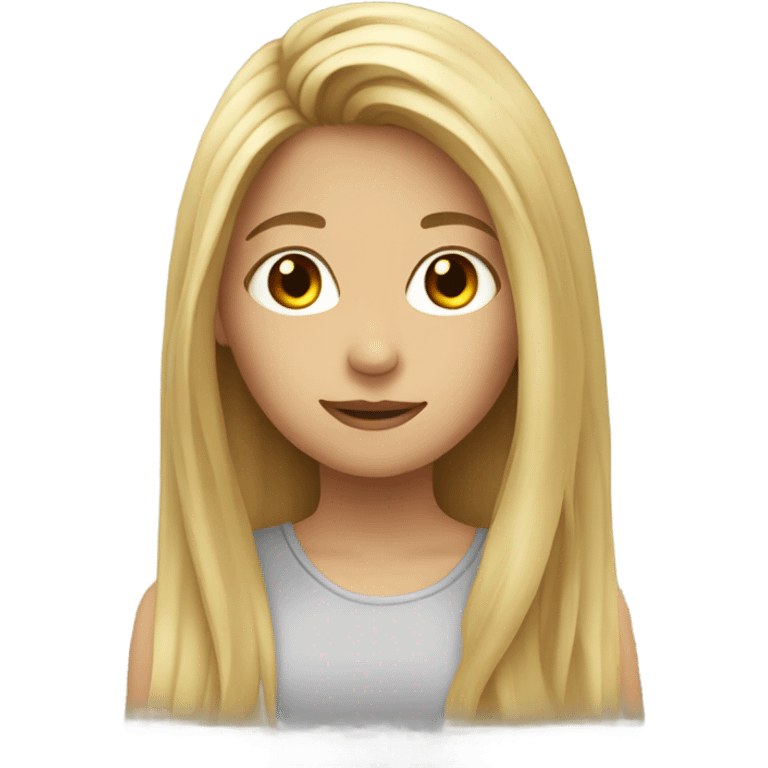 Blonde long hair girl with brown long hair girl emoji