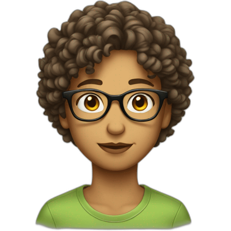 highly sticky-out, glasses and short curly hair with face of a young adult emoji