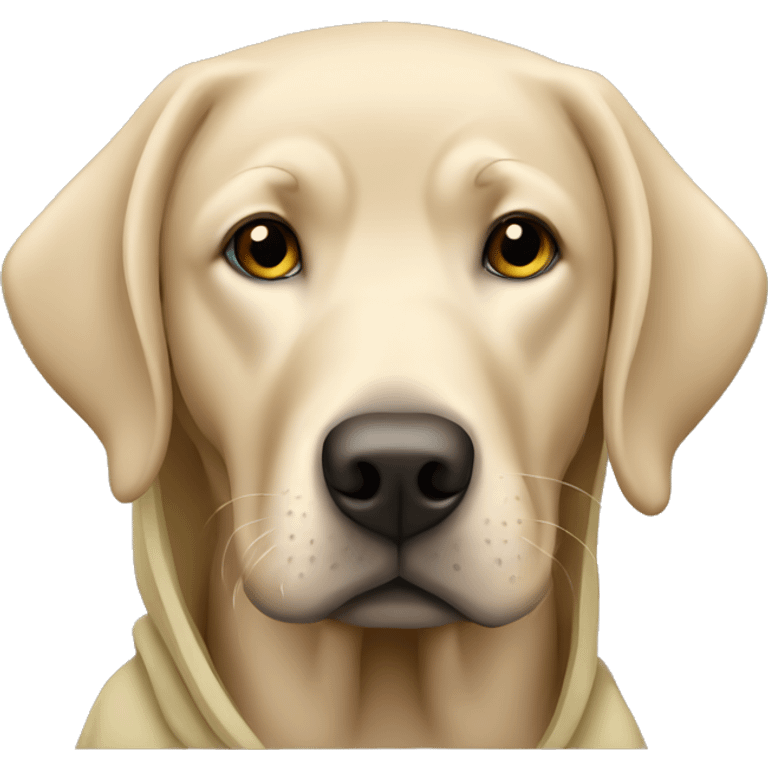 beige labrador in a khaki hoodie emoji