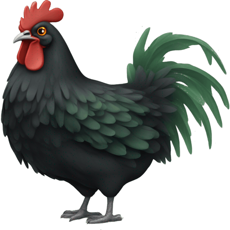 One black chicken with green mold emoji