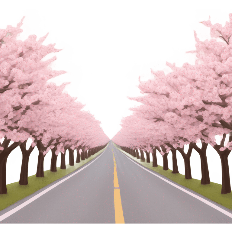 Road with cherry bloom trees  emoji